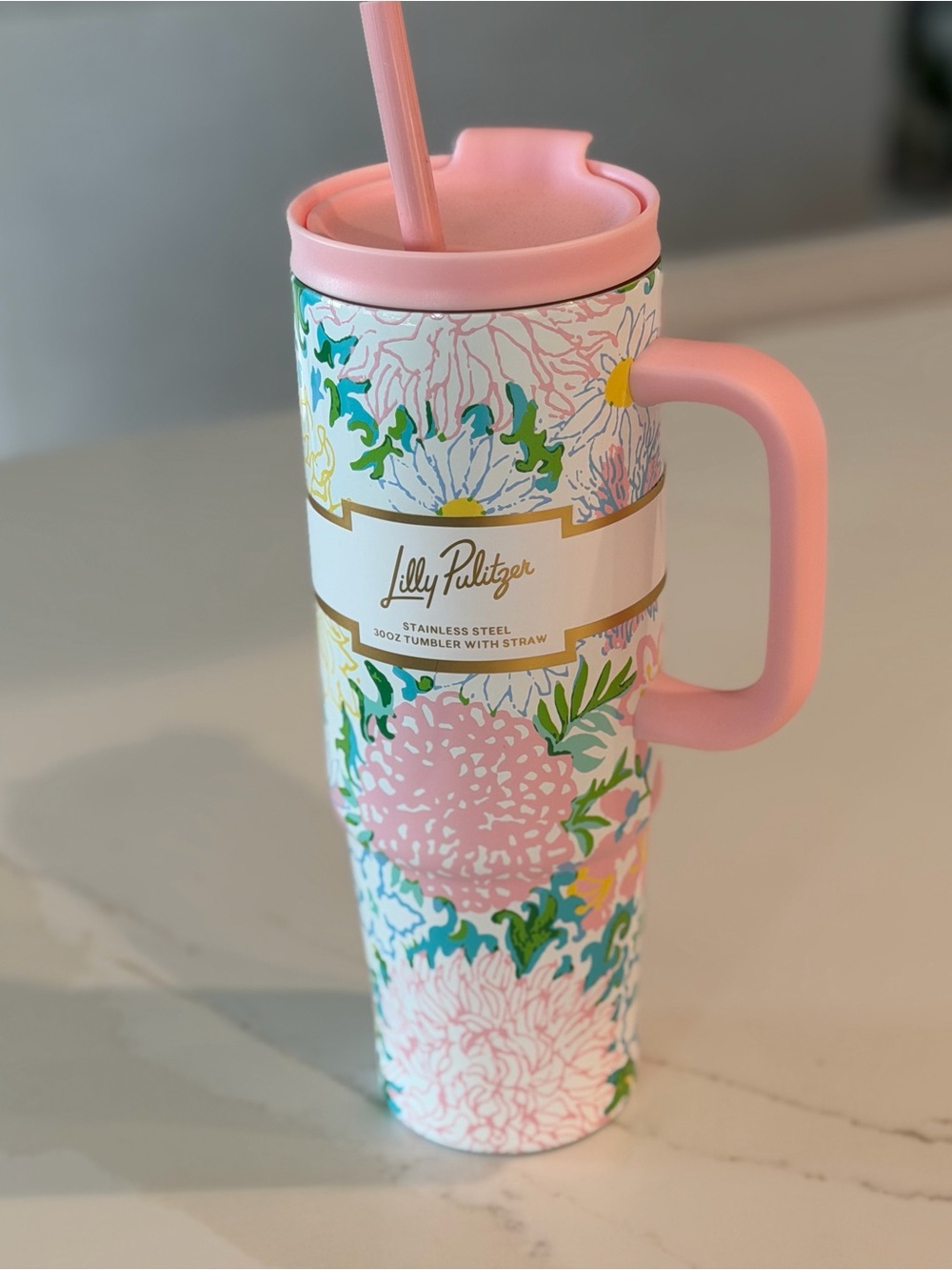 NWT Lilly Pulitzer Floral Stainless Garden Home Steel Tumbler with Handle